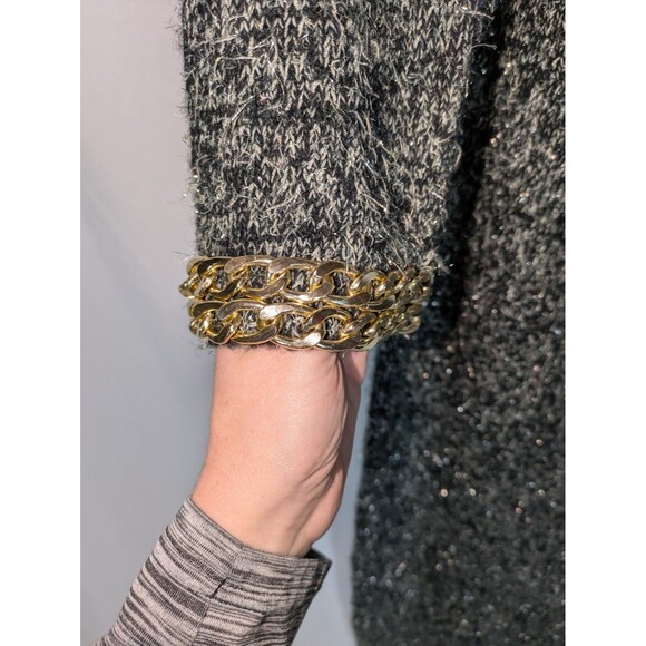 L'atiste by Amy Dress 1X Women's Gray Metallic Off The Shoulder Maxi Gold Chain - Picture 5 of 10